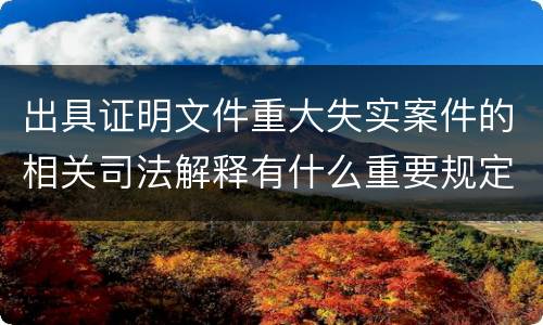 出具证明文件重大失实案件的相关司法解释有什么重要规定