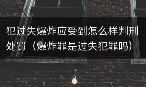 犯过失爆炸应受到怎么样判刑处罚（爆炸罪是过失犯罪吗）
