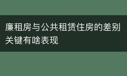 廉租房与公共租赁住房的差别关键有啥表现