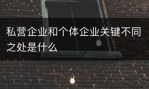 私营企业和个体企业关键不同之处是什么