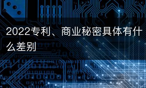 2022专利、商业秘密具体有什么差别