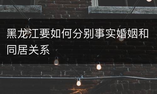 黑龙江要如何分别事实婚姻和同居关系