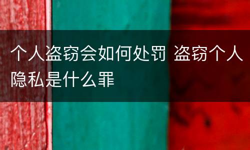 个人盗窃会如何处罚 盗窃个人隐私是什么罪