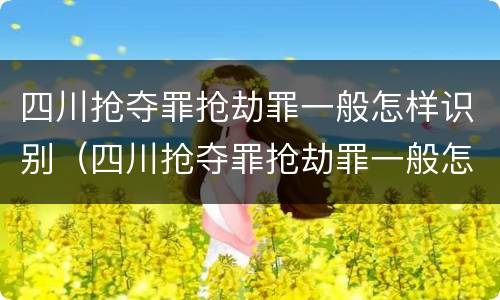 四川抢夺罪抢劫罪一般怎样识别（四川抢夺罪抢劫罪一般怎样识别的）