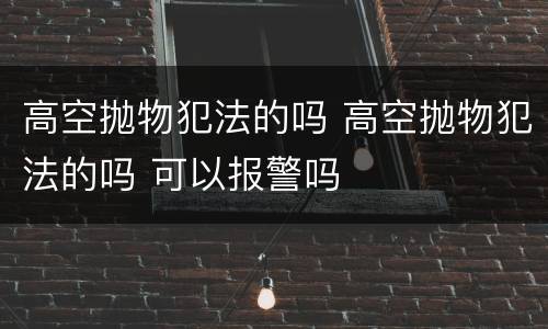高空抛物犯法的吗 高空抛物犯法的吗 可以报警吗