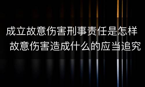 成立故意伤害刑事责任是怎样 故意伤害造成什么的应当追究刑事责任