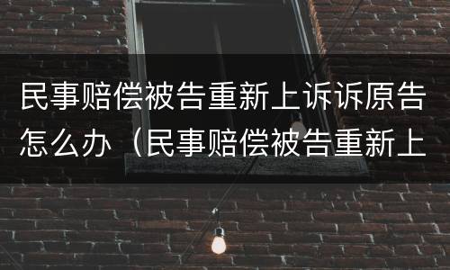 民事赔偿被告重新上诉诉原告怎么办（民事赔偿被告重新上诉诉原告怎么办）