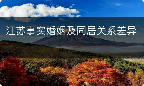 江苏事实婚姻及同居关系差异