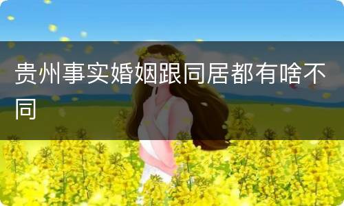 贵州事实婚姻跟同居都有啥不同