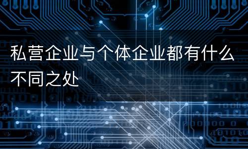 私营企业与个体企业都有什么不同之处