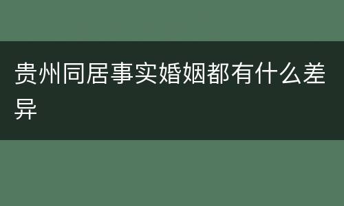 贵州同居事实婚姻都有什么差异