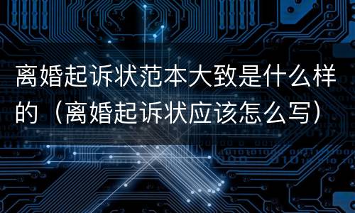 离婚起诉状范本大致是什么样的（离婚起诉状应该怎么写）