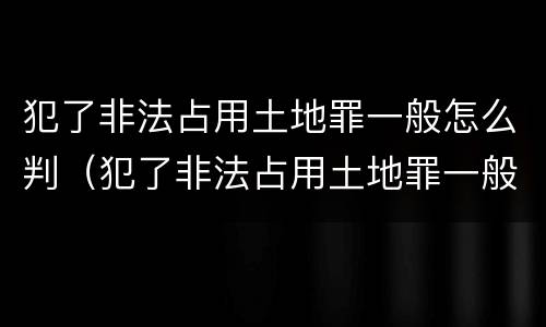 犯了非法占用土地罪一般怎么判（犯了非法占用土地罪一般怎么判刑）