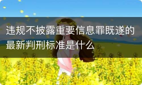 违规不披露重要信息罪既遂的最新判刑标准是什么