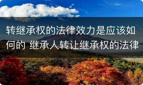 转继承权的法律效力是应该如何的 继承人转让继承权的法律效力
