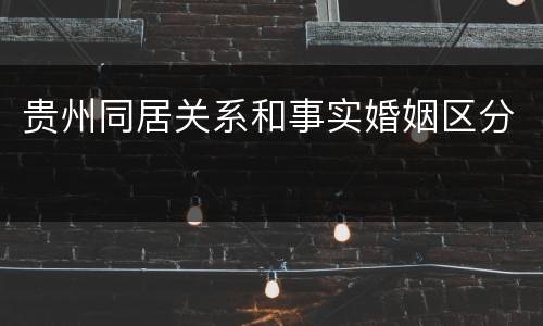 贵州同居关系和事实婚姻区分