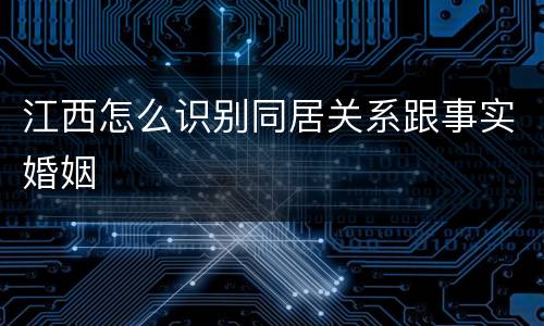 江西怎么识别同居关系跟事实婚姻