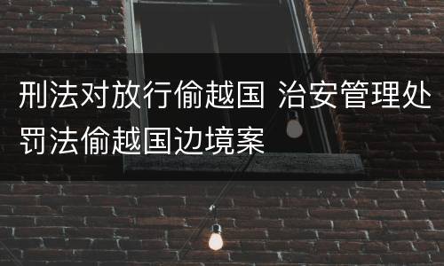 刑法对放行偷越国 治安管理处罚法偷越国边境案