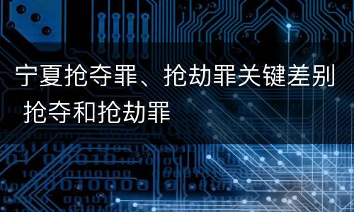 宁夏抢夺罪、抢劫罪关键差别 抢夺和抢劫罪