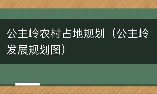 公主岭农村占地规划（公主岭发展规划图）