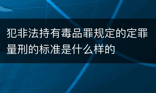 犯非法持有毒品罪规定的定罪量刑的标准是什么样的