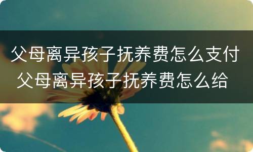 父母离异孩子抚养费怎么支付 父母离异孩子抚养费怎么给