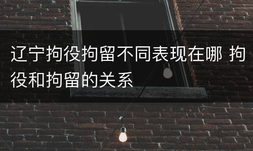辽宁拘役拘留不同表现在哪 拘役和拘留的关系