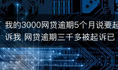 我的3000网贷逾期5个月说要起诉我 网贷逾期三千多被起诉已立案