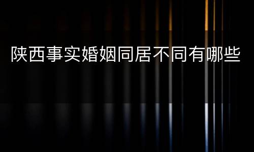 陕西事实婚姻同居不同有哪些