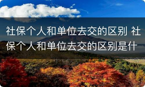 社保个人和单位去交的区别 社保个人和单位去交的区别是什么