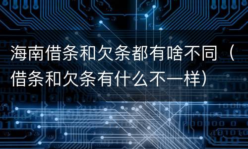 海南借条和欠条都有啥不同（借条和欠条有什么不一样）