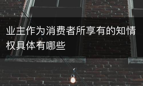 业主作为消费者所享有的知情权具体有哪些