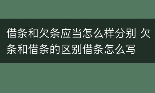 借条和欠条应当怎么样分别 欠条和借条的区别借条怎么写