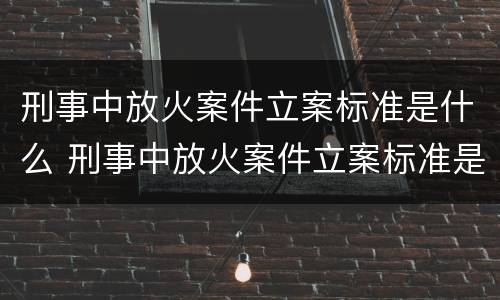 刑事中放火案件立案标准是什么 刑事中放火案件立案标准是什么规定