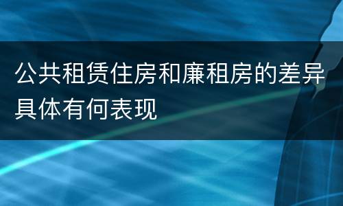 公共租赁住房和廉租房的差异具体有何表现