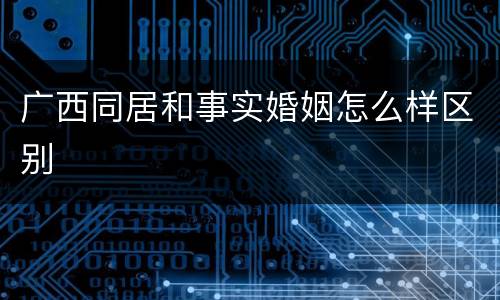广西同居和事实婚姻怎么样区别