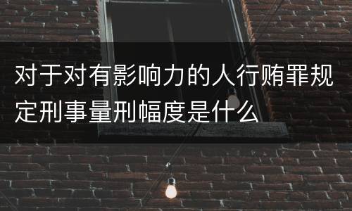 对于对有影响力的人行贿罪规定刑事量刑幅度是什么