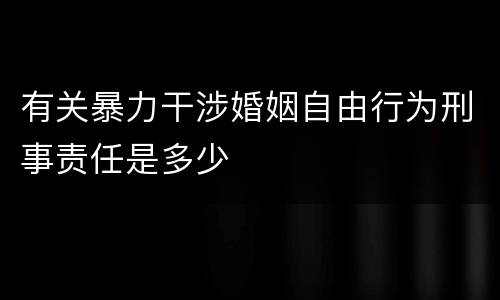 有关暴力干涉婚姻自由行为刑事责任是多少