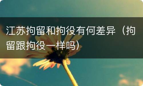 江苏拘留和拘役有何差异（拘留跟拘役一样吗）