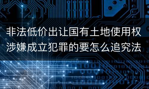 非法低价出让国有土地使用权涉嫌成立犯罪的要怎么追究法律责任