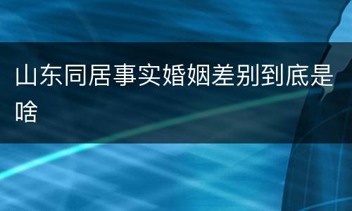 山东同居事实婚姻差别到底是啥