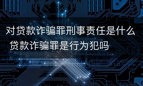 对贷款诈骗罪刑事责任是什么 贷款诈骗罪是行为犯吗