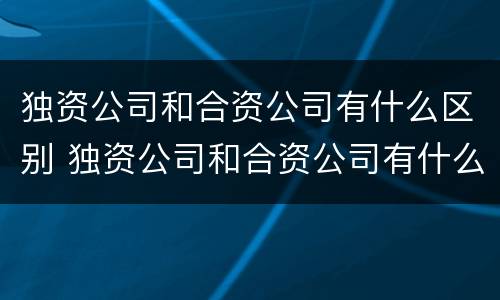 独资公司和合资公司有什么区别 独资公司和合资公司有什么区别吗