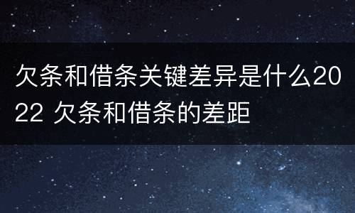 欠条和借条关键差异是什么2022 欠条和借条的差距