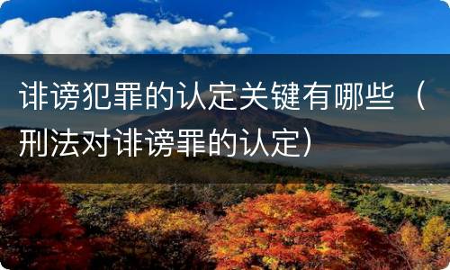 诽谤犯罪的认定关键有哪些（刑法对诽谤罪的认定）