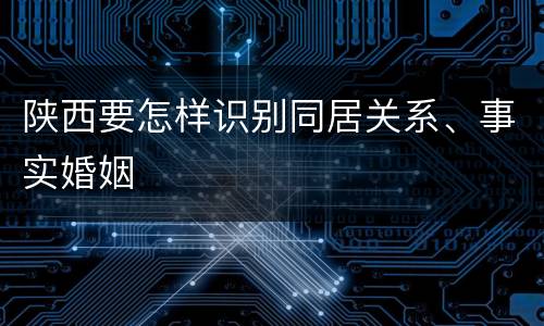 陕西要怎样识别同居关系、事实婚姻
