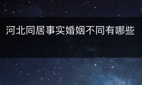 河北同居事实婚姻不同有哪些
