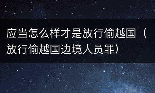应当怎么样才是放行偷越国（放行偷越国边境人员罪）