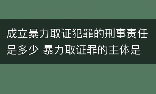 成立暴力取证犯罪的刑事责任是多少 暴力取证罪的主体是