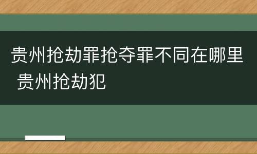 贵州抢劫罪抢夺罪不同在哪里 贵州抢劫犯